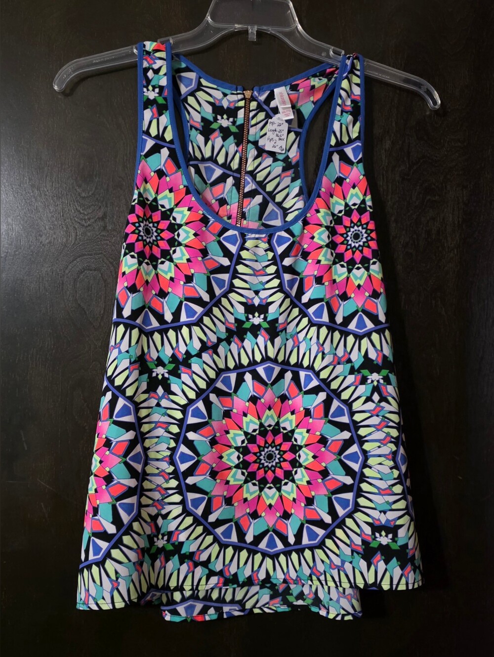 💢4For$20 Xhilaration Neon Mosaic Racerback Zip Back Tank Top Junior Size XXL